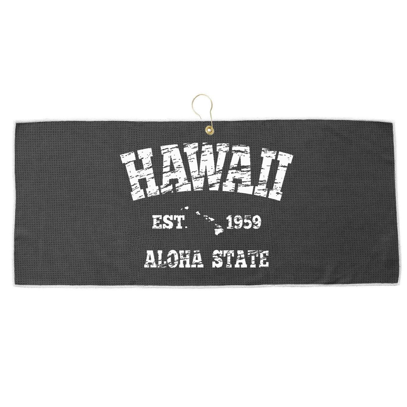 Hawaiian Aloha State Vintage Hawaiian Islands  Large Microfiber Waffle Golf Towel