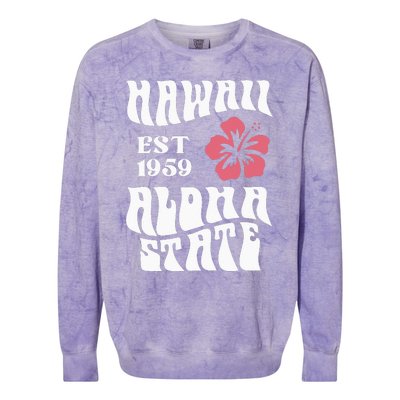 Hawaii Aloha State 1971 Aesthetic Beach Summer Colorblast Crewneck Sweatshirt