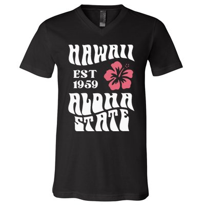 Hawaii Aloha State 1971 Aesthetic Beach Summer V-Neck T-Shirt