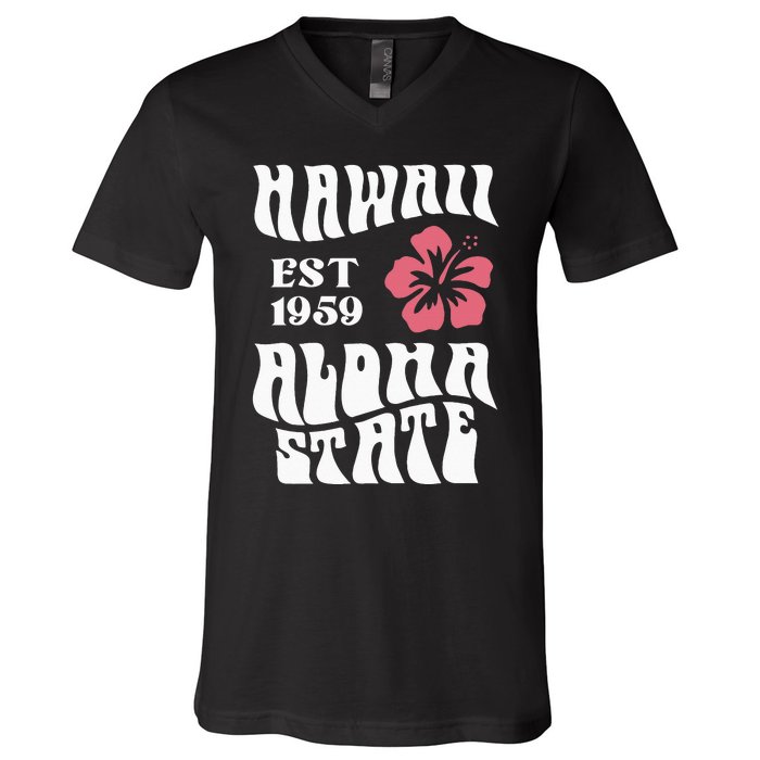 Hawaii Aloha State 1971 Aesthetic Beach Summer V-Neck T-Shirt