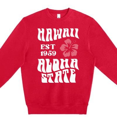 Hawaii Aloha State 1971 Aesthetic Beach Summer Premium Crewneck Sweatshirt