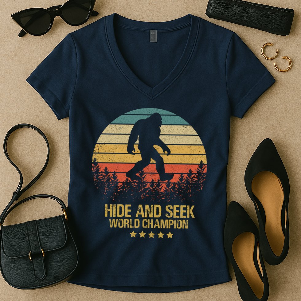 Hide And Seek World Champion Sasquatch Women's V-Neck T-Shirt