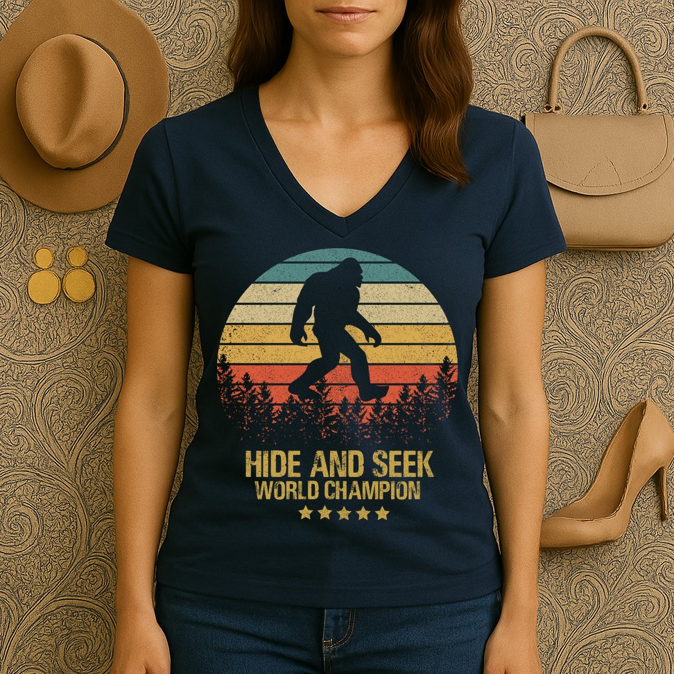 Hide And Seek World Champion Sasquatch Women's V-Neck T-Shirt