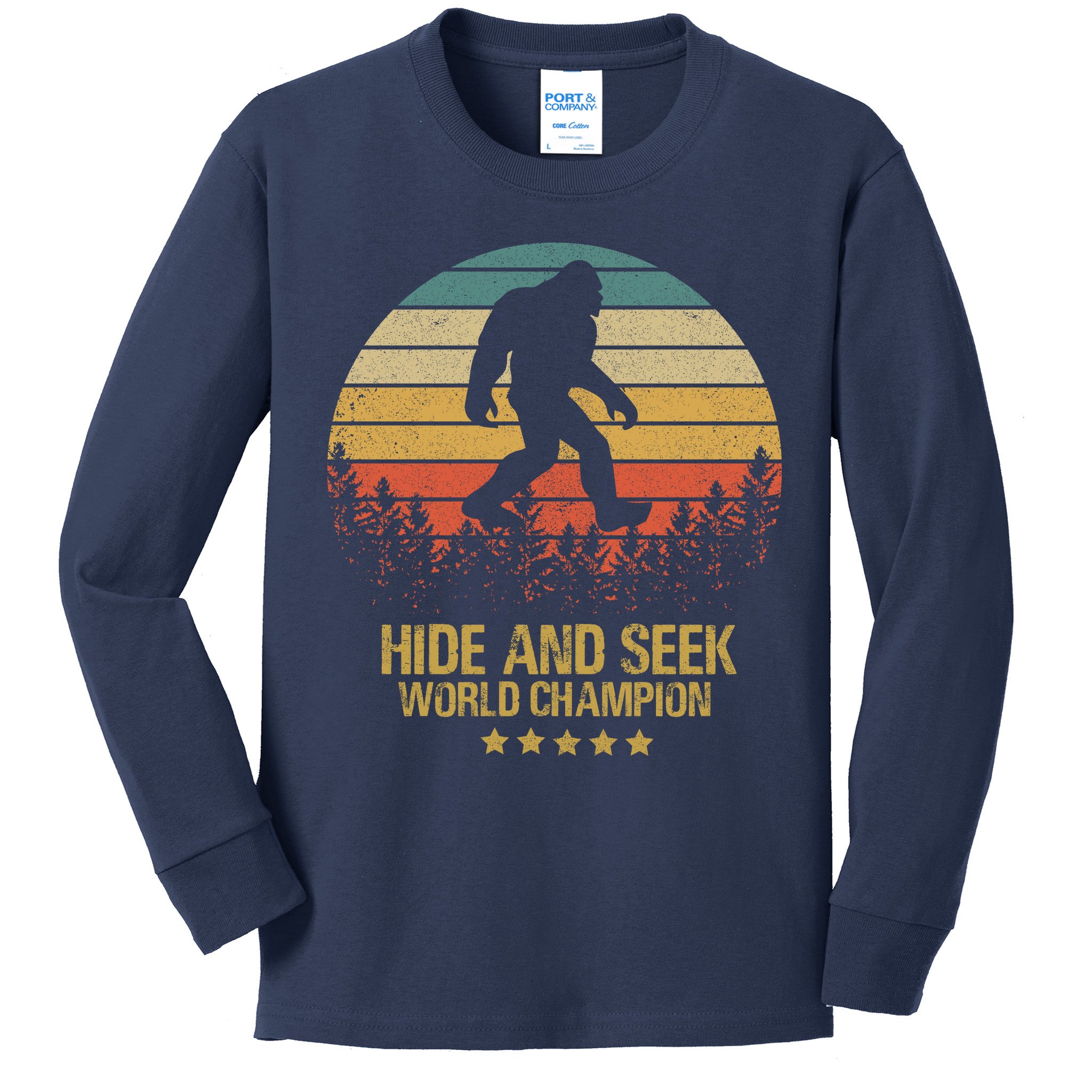 Hide And Seek World Champion Sasquatch Kids Long Sleeve Shirt