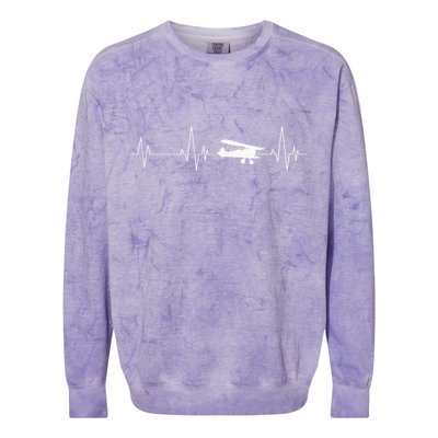 Heartbeat Airplane Single Engine EKG Aviator Flying Pilot Colorblast Crewneck Sweatshirt