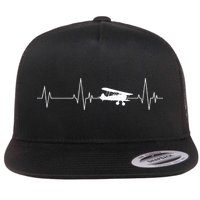 Heartbeat Airplane Single Engine EKG Aviator Flying Pilot Flat Bill Trucker Hat