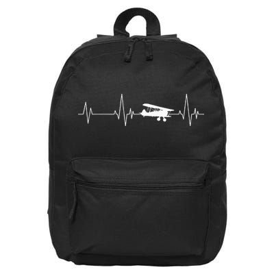 Heartbeat Airplane Single Engine EKG Aviator Flying Pilot 16 in Basic Backpack