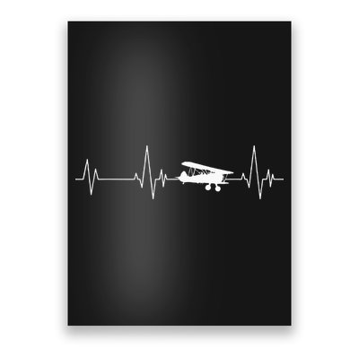 Heartbeat Airplane Single Engine EKG Aviator Flying Pilot Poster