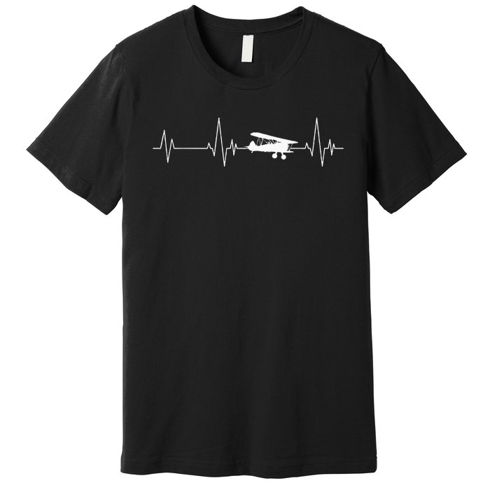 Heartbeat Airplane Single Engine EKG Aviator Flying Pilot Premium T-Shirt