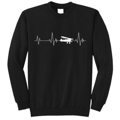 Heartbeat Airplane Single Engine EKG Aviator Flying Pilot Tall Sweatshirt