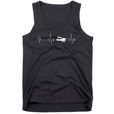 Heartbeat Airplane Single Engine EKG Aviator Flying Pilot Tank Top