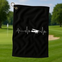 Heartbeat Airplane Single Engine EKG Aviator Flying Pilot Golf Towel
