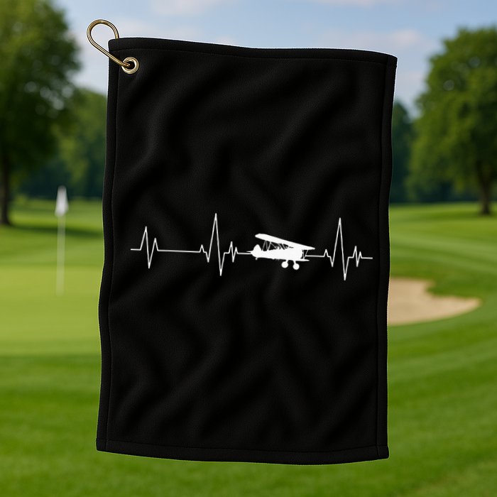 Heartbeat Airplane Single Engine EKG Aviator Flying Pilot Golf Towel