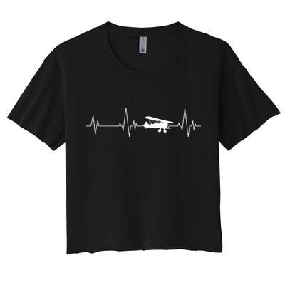 Heartbeat Airplane Single Engine EKG Aviator Flying Pilot Crop Top