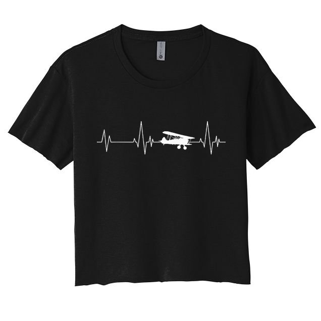 Heartbeat Airplane Single Engine EKG Aviator Flying Pilot Crop Top