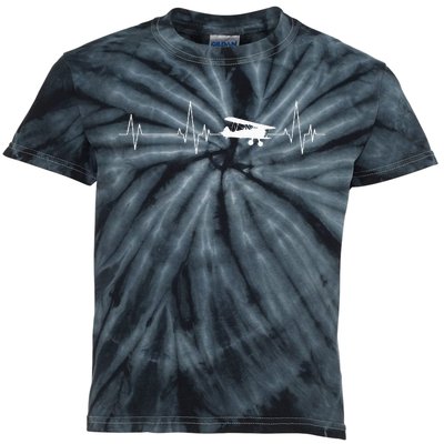 Heartbeat Airplane Single Engine EKG Aviator Flying Pilot Kids Tie-Dye T-Shirt