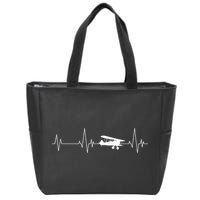 Heartbeat Airplane Single Engine EKG Aviator Flying Pilot Zip Tote Bag