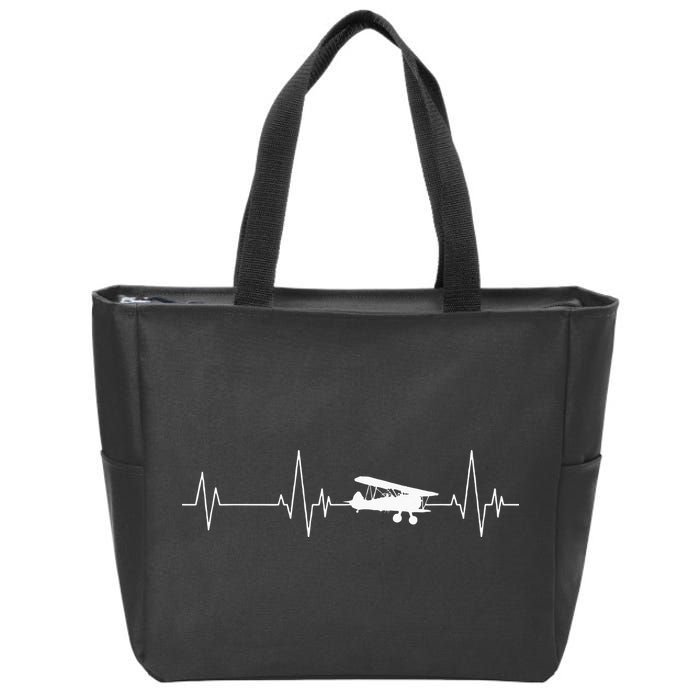 Heartbeat Airplane Single Engine EKG Aviator Flying Pilot Zip Tote Bag