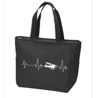 Heartbeat Airplane Single Engine EKG Aviator Flying Pilot Zip Tote Bag