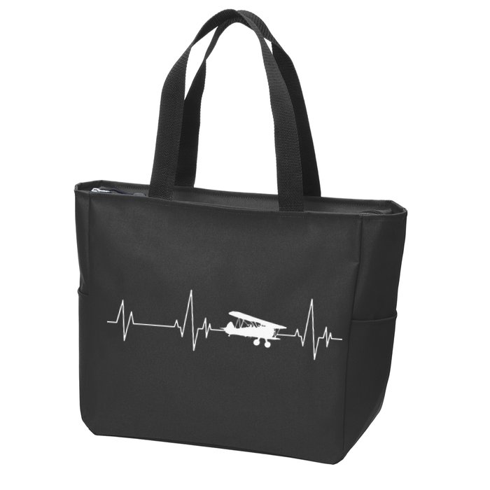 Heartbeat Airplane Single Engine EKG Aviator Flying Pilot Zip Tote Bag