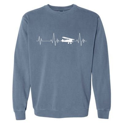 Heartbeat Airplane Single Engine EKG Aviator Flying Pilot Garment-Dyed Sweatshirt