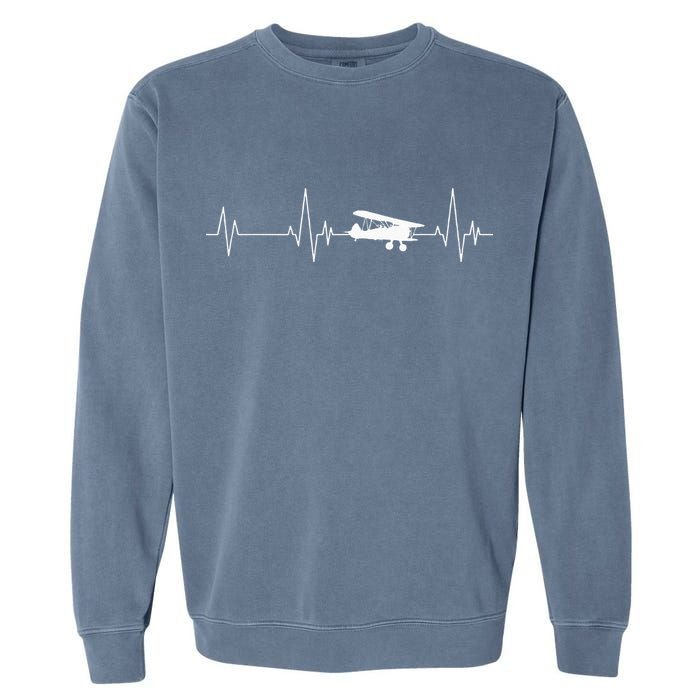 Heartbeat Airplane Single Engine EKG Aviator Flying Pilot Garment-Dyed Sweatshirt