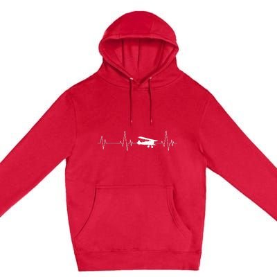 Heartbeat Airplane Single Engine EKG Aviator Flying Pilot Premium Pullover Hoodie