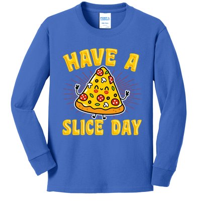 Have A Slice Day Funny Cute Kawaii Pepperoni Pizza Love Gift Kids Long Sleeve Shirt