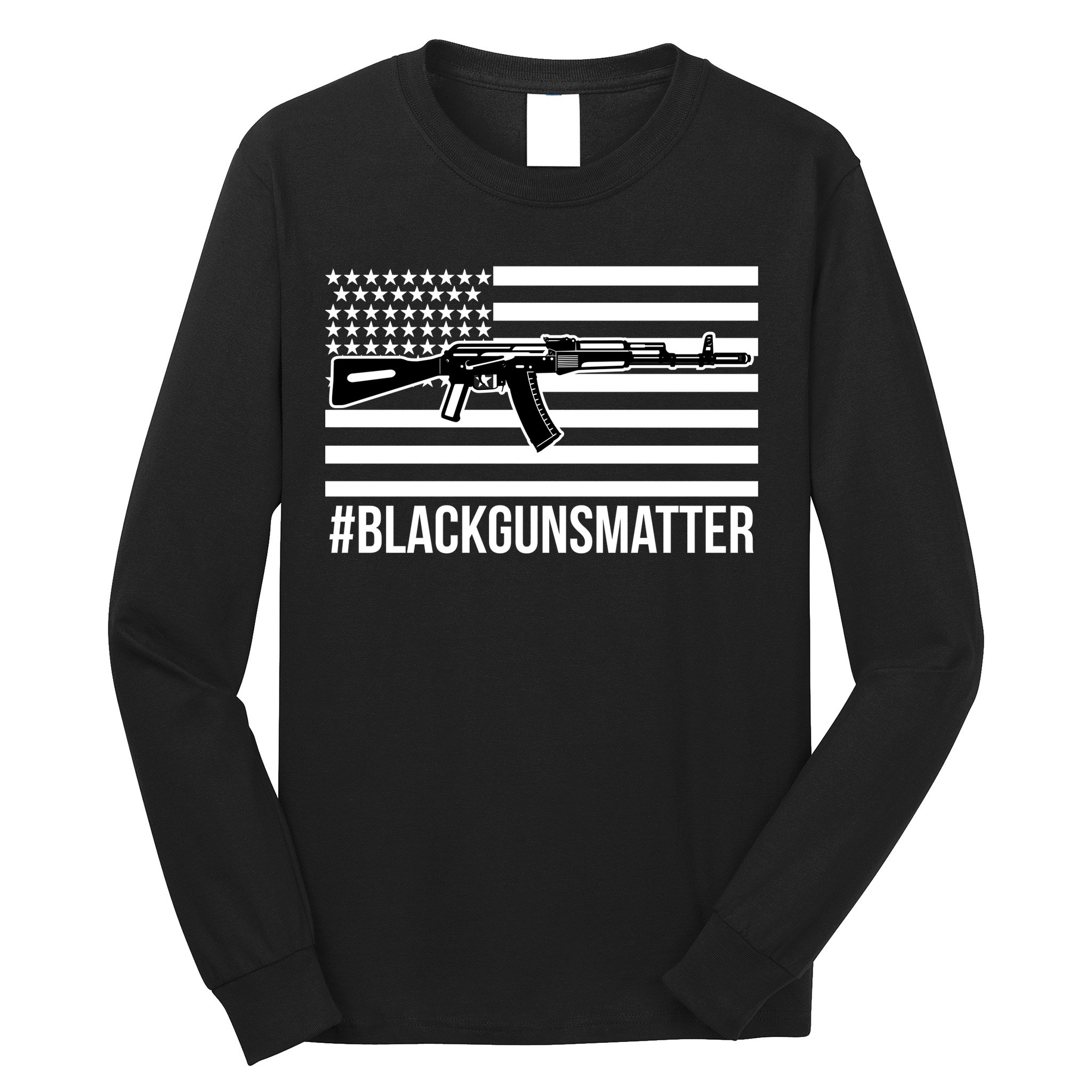 Hashtag Black Guns Matter #blackgunsmatter USA Flag Long Sleeve Shirt
