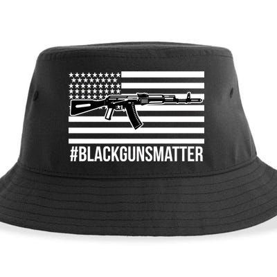 Hashtag Black Guns Matter #blackgunsmatter USA Flag Sustainable Bucket Hat