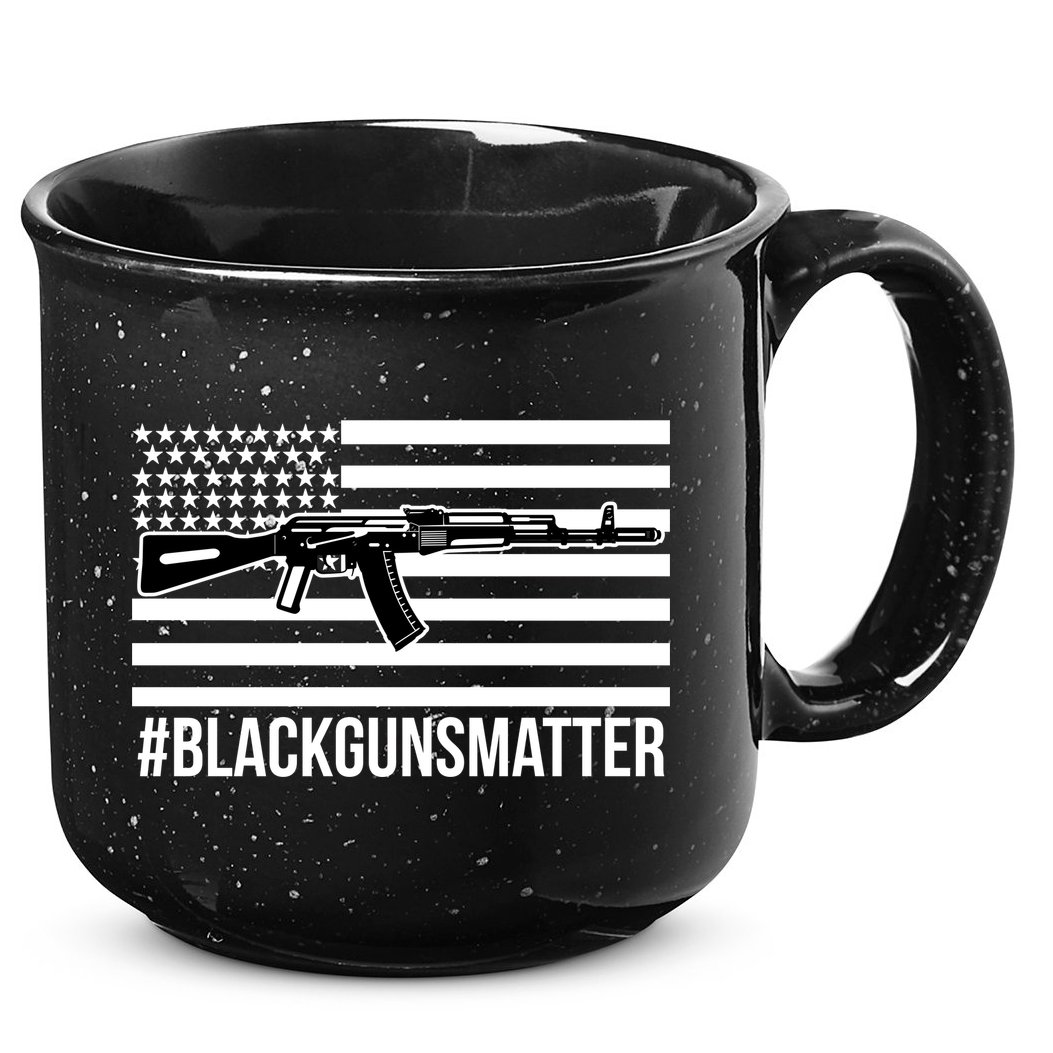 Hashtag Black Guns Matter #blackgunsmatter USA Flag 15oz Campfire Ceramic Mug