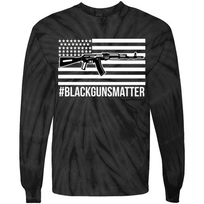 Hashtag Black Guns Matter #blackgunsmatter USA Flag Tie-Dye Long Sleeve Shirt