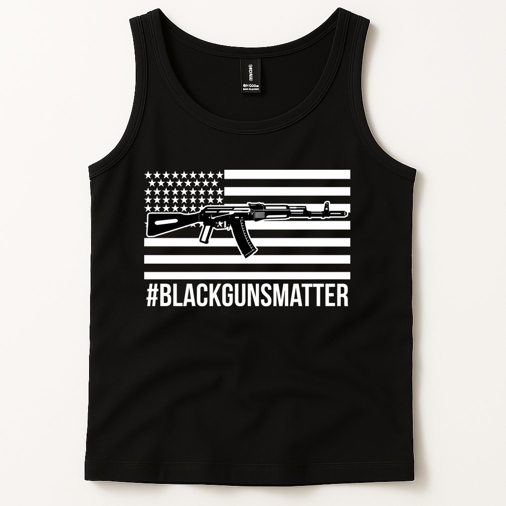Hashtag Black Guns Matter #blackgunsmatter USA Flag Tank Top