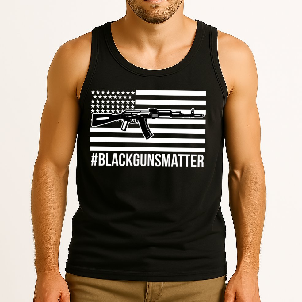 Hashtag Black Guns Matter #blackgunsmatter USA Flag Tank Top
