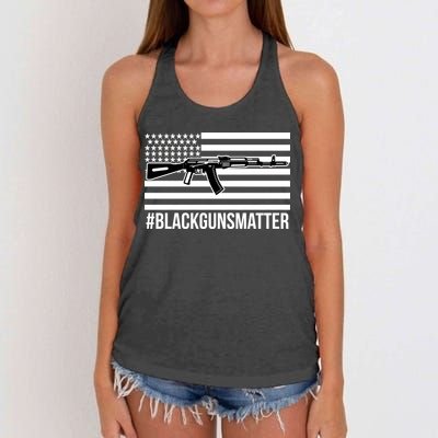 Hashtag Black Guns Matter #blackgunsmatter USA Flag Women's Knotted Racerback Tank