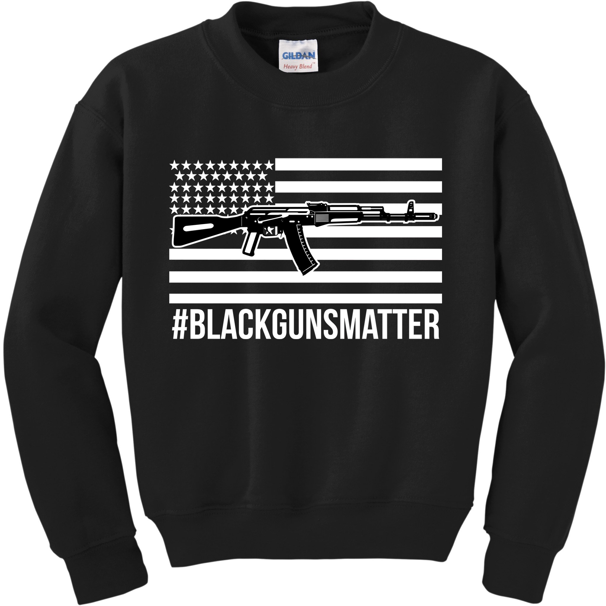 Hashtag Black Guns Matter #blackgunsmatter USA Flag Kids Sweatshirt