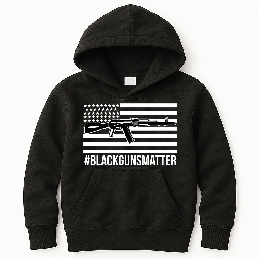 Hashtag Black Guns Matter #blackgunsmatter USA Flag Kids Hoodie