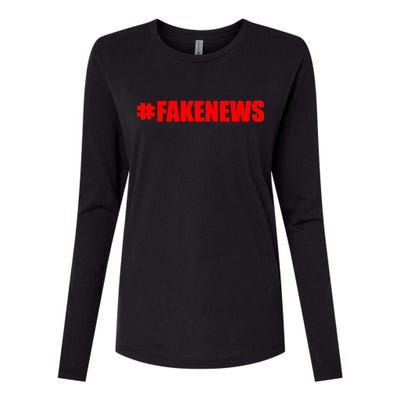 Hashtag Fake News #FAKENEWS Logo Womens Cotton Relaxed Long Sleeve T-Shirt