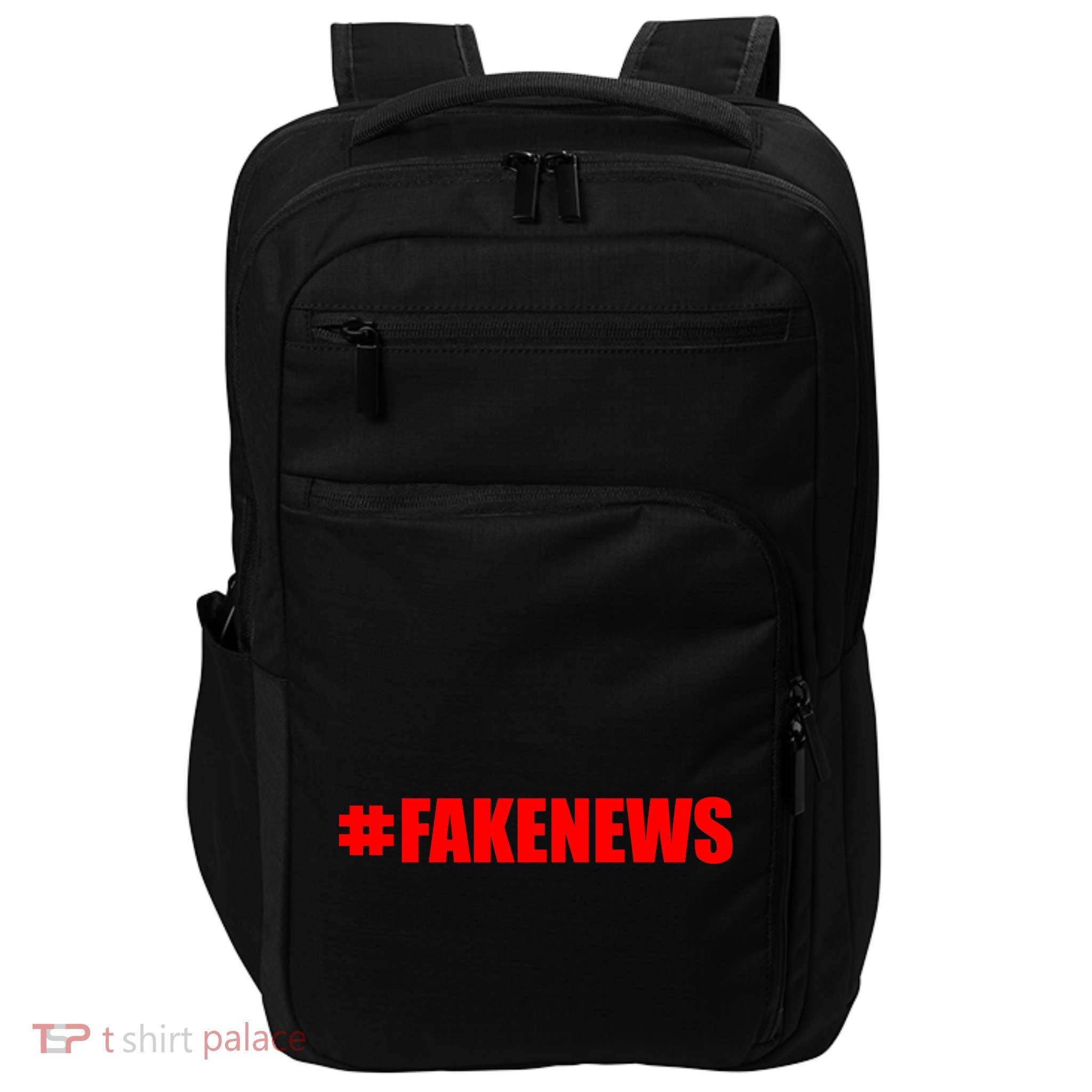 Hashtag Fake News #FAKENEWS Logo Impact Tech Backpack