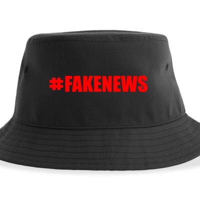 Hashtag Fake News #FAKENEWS Logo Sustainable Bucket Hat