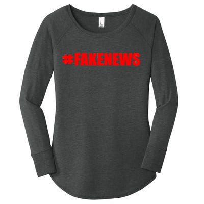 Hashtag Fake News #FAKENEWS Logo Women's Perfect Tri Tunic Long Sleeve Shirt