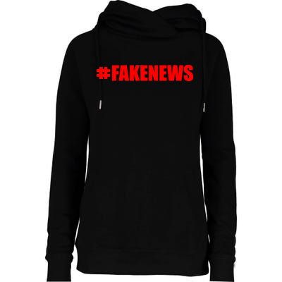 Hashtag Fake News #FAKENEWS Logo Womens Funnel Neck Pullover Hood