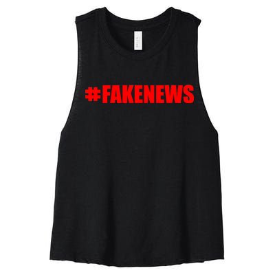 Hashtag Fake News #FAKENEWS Logo Women's Racerback Cropped Tank