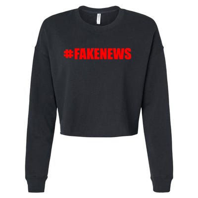 Hashtag Fake News #FAKENEWS Logo Cropped Pullover Crew