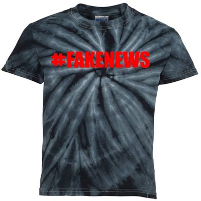 Hashtag Fake News #FAKENEWS Logo Kids Tie-Dye T-Shirt