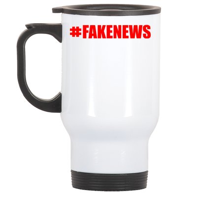 Hashtag Fake News #FAKENEWS Logo Stainless Steel Travel Mug