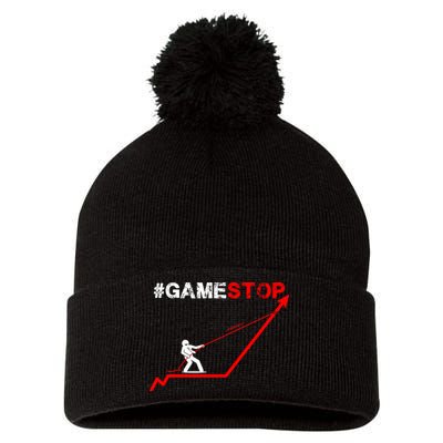 Hashtag Gamestop #gamestop Stock Market GME Pom Pom 12in Knit Beanie