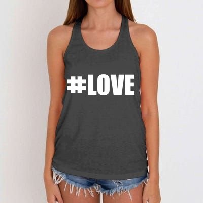 Hashtag Love #Love Valentine's Day Logo Women's Knotted Racerback Tank