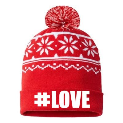 Hashtag Love #Love Valentine's Day Logo USA-Made Snowflake Beanie