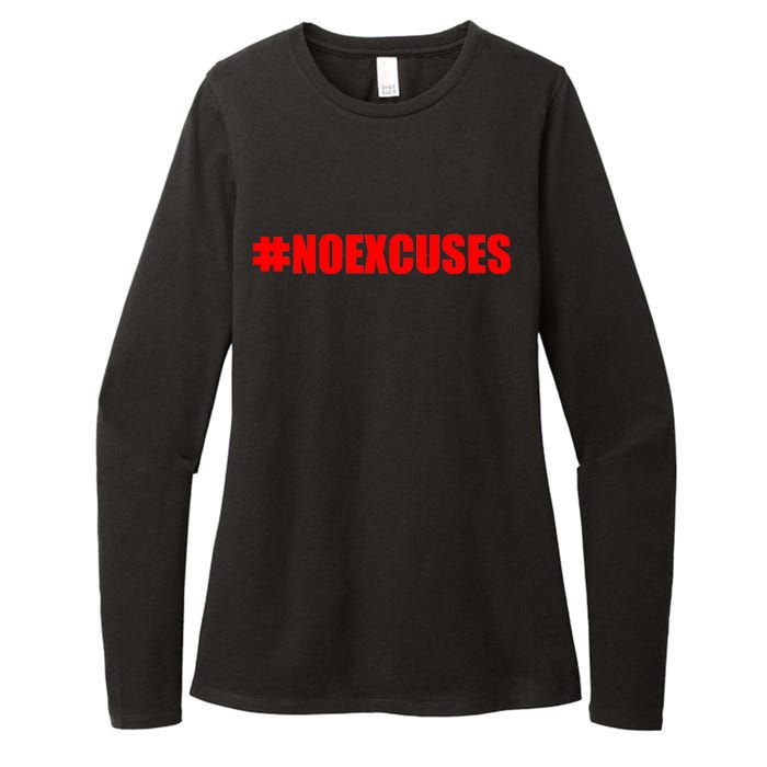 Hashtag No Excuses Fitness Gym #NOEXCUSES Womens CVC Long Sleeve Shirt